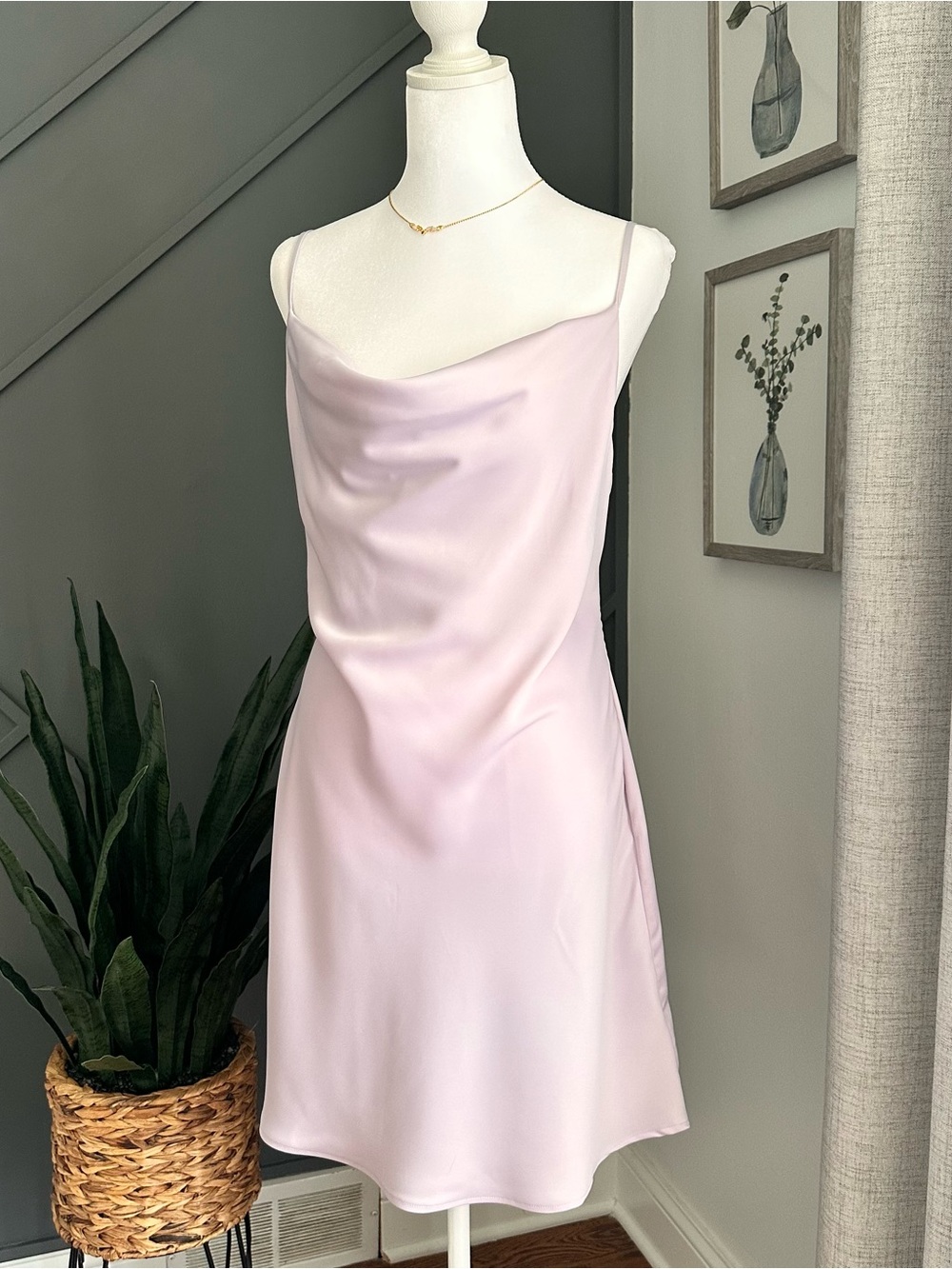 Urban Outfitters Lavender Satin Slip Dress with Cowl Detail - Picture 2 of 6